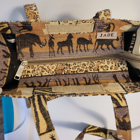 EUC Jade African Safari Tapestry Tote with Coin Purse - Picture 10 of 16